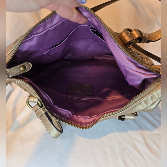 Coach Alex Bronze Metallic Satchel Bag - Picture 5 of 9